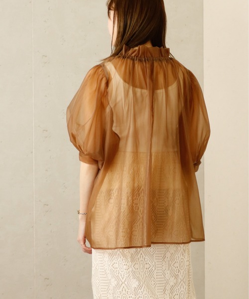 Per sist ence(パーシエンス)の「Per sist ence/パーシエンス オーガンジーシアーギャザーネックブラウス(シャツ/ブラウス・レディース・グレー/ブラウン/ブラック/ホワイト・FREE)」の14枚目の写真