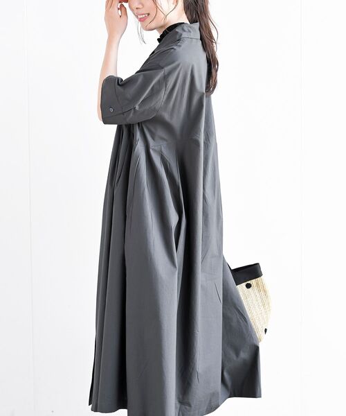 rps(アールピーエス)の「オープンカラーシャツワンピース(シャツワンピース・レディース・カーキ/ダークグリーン/チャコールグレー・フリー)」の9枚目の写真