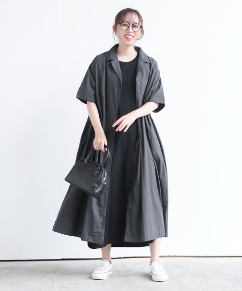 rps(アールピーエス)の「オープンカラーシャツワンピース(シャツワンピース・レディース・カーキ/ダークグリーン/チャコールグレー・フリー)」の12枚目の写真