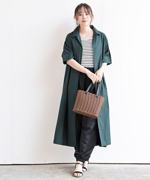 rps(アールピーエス)の「オープンカラーシャツワンピース(シャツワンピース・レディース・カーキ/ダークグリーン/チャコールグレー・フリー)」の13枚目の写真
