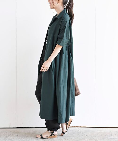 rps(アールピーエス)の「オープンカラーシャツワンピース(シャツワンピース・レディース・カーキ/ダークグリーン/チャコールグレー・フリー)」の14枚目の写真