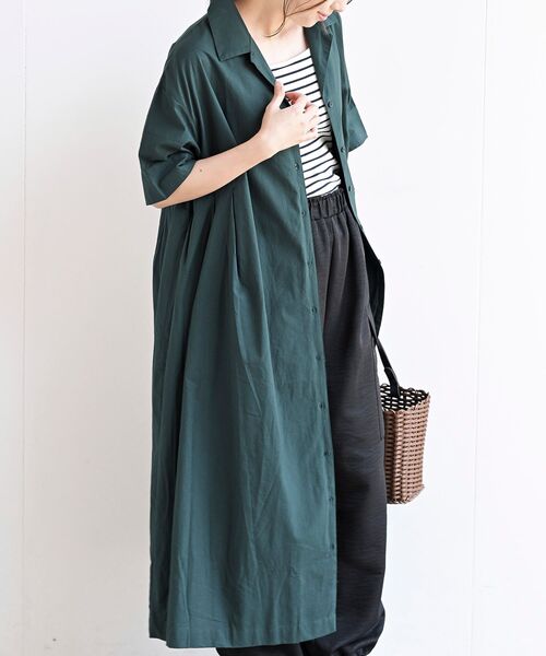 rps(アールピーエス)の「オープンカラーシャツワンピース(シャツワンピース・レディース・カーキ/ダークグリーン/チャコールグレー・フリー)」の20枚目の写真