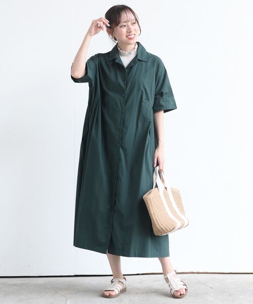 rps(アールピーエス)の「オープンカラーシャツワンピース(シャツワンピース・レディース・カーキ/ダークグリーン/チャコールグレー・フリー)」の21枚目の写真