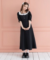 薔薇」に該当するワンピース（ブラック/黒色系）ファッション