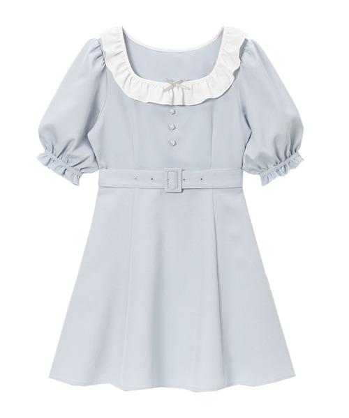 PATOU ワンピース フレア フリル ホワイト QRコード確認済】PATOU パトゥ Tシャツワンピース フレア