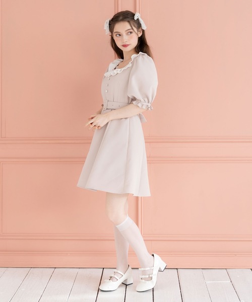 フリル襟ガーリーフレアワンピース（ワンピース）｜DearMyLoveRose