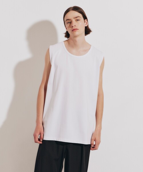 tk.TAKEO KIKUCHI(ティーケータケオキクチ)の「◆ロングタンクトップ(タンクトップ・メンズ・ブラック/ホワイト・02/03)」の1枚目の写真