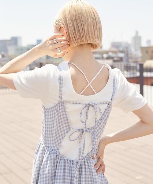 w closet(ダブルクローゼット)の「【カップ付き】アソートクルーネックプルオーバー(Tシャツ/カットソー・レディース・ブラック/ホワイト×ブラック/イエロー系その他/ブラウン系その他/オフホワイト・FREE)」の8枚目の写真