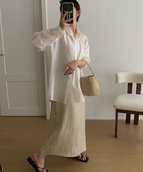 tolene(トレネ)の「バックリボンシースルーシャツ シアーシャツ(シャツ/ブラウス・レディース・オフホワイト/グリーン/ライトブルー・M/L)」の7枚目の写真