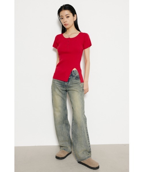 LAGUA GEM(ラグアジェム)の「HEM SLIT RIB ニット(ニット/セーター・レディース・レッド/ライトブルー/ブラック・FREE)」の8枚目の写真
