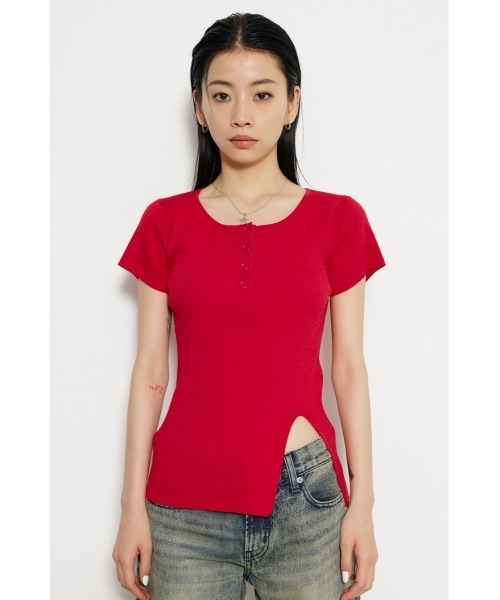 LAGUA GEM(ラグアジェム)の「HEM SLIT RIB ニット(ニット/セーター・レディース・レッド/ライトブルー/ブラック・FREE)」の9枚目の写真