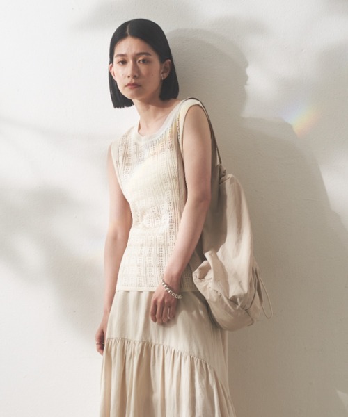 Shelly island（シェリーアイランド）の「ドロストショルダーバッグ（ショルダーバッグ・レディース・ブラック/ホワイト・FREE）」の3枚目の写真