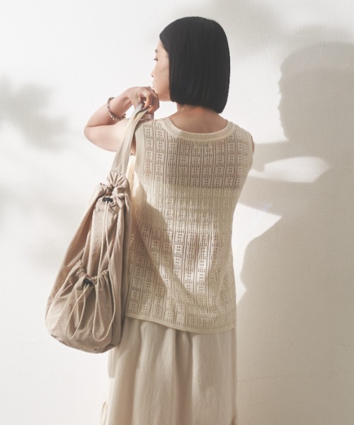 Shelly island（シェリーアイランド）の「ドロストショルダーバッグ（ショルダーバッグ・レディース・ブラック/ホワイト・FREE）」の4枚目の写真