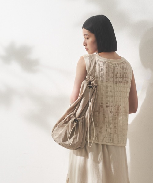 Shelly island（シェリーアイランド）の「ドロストショルダーバッグ（ショルダーバッグ・レディース・ブラック/ホワイト・FREE）」の5枚目の写真