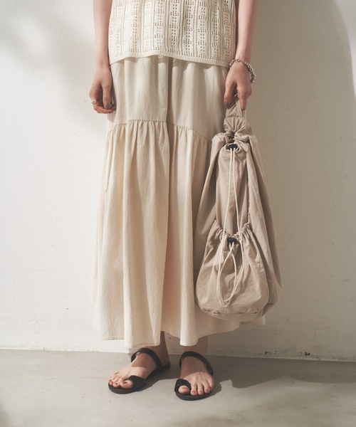 Shelly island（シェリーアイランド）の「ドロストショルダーバッグ（ショルダーバッグ・レディース・ブラック/ホワイト・FREE）」の6枚目の写真