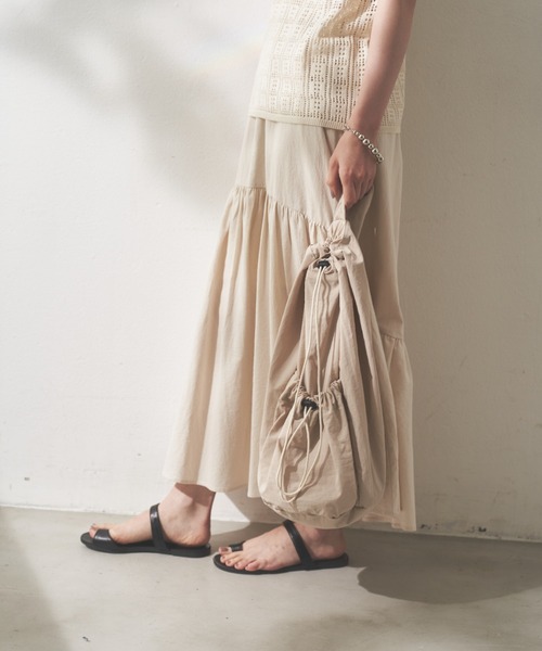 Shelly island（シェリーアイランド）の「ドロストショルダーバッグ（ショルダーバッグ・レディース・ブラック/ホワイト・FREE）」の7枚目の写真