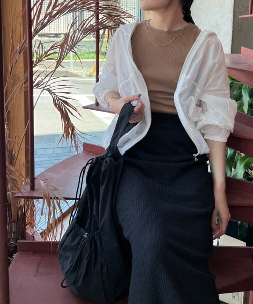 Shelly island（シェリーアイランド）の「ドロストショルダーバッグ（ショルダーバッグ・レディース・ブラック/ホワイト・FREE）」の21枚目の写真