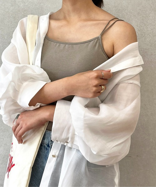 CPCM（シーピーシーエム）の「ダブルストラップカップ付きキャミ（キャミソール・レディース・ホワイト系その他/ベージュ/グリーン系その他2/ブラック・FREE）」の4枚目の写真