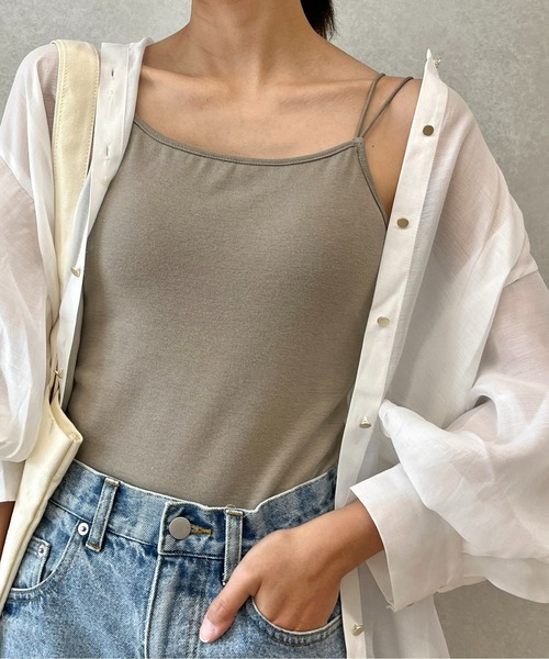 CPCM（シーピーシーエム）の「ダブルストラップカップ付きキャミ（キャミソール・レディース・ホワイト系その他/ベージュ/グリーン系その他2/ブラック・FREE）」の6枚目の写真