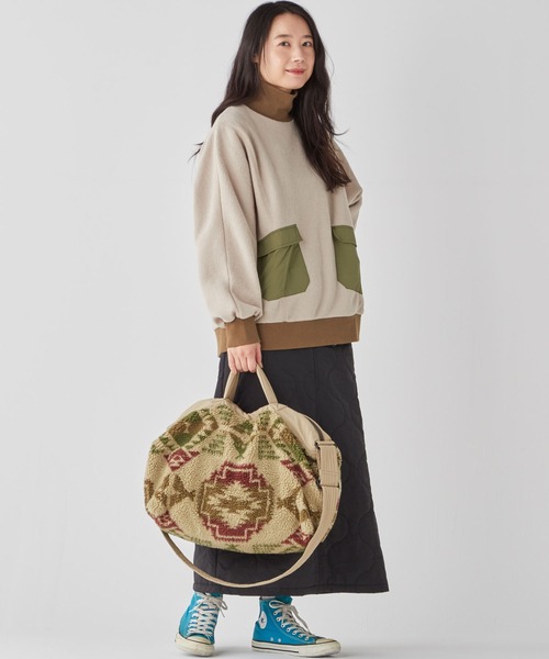 KRIFF MAYER Lady's Collection(クリフメイヤーレディースコレクション)の「柄ボアショルダーバッグ(ショルダーバッグ・レディース・チャコール/ネイビー/ナチュラル・FREE)」の7枚目の写真