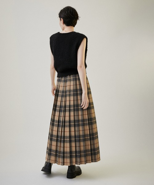オニールオブダブリン　チェックロングスカート　プリーツスカート　ベージュ O'NEIL of DUBLIN（オニールオブダブリン）の「【O'NEIL of DUBLIN for