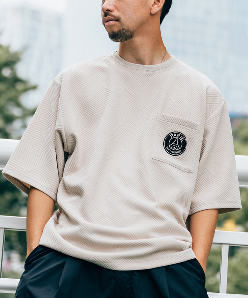 【SALEラスト1】GIORGIOARMANI ジオメトリックTシャツ シルク混 Paris Saint-Germain】3Dジオメトリックパターン Tシャツ（T