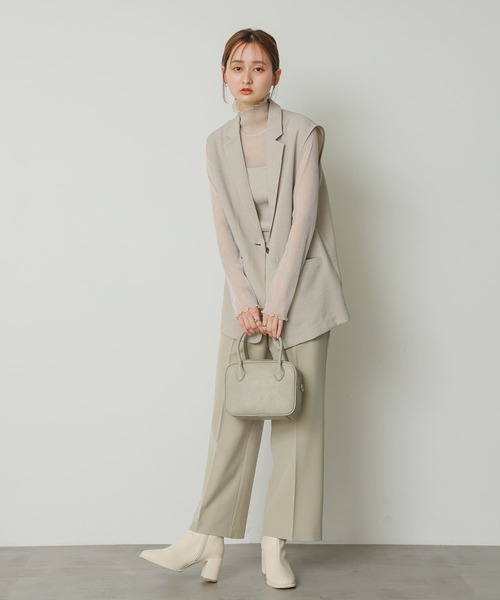 SENSE OF PLACE by URBAN RESEARCH（センスオブプレイスバイアーバンリサーチ）の「『XSサイズ/TALLサイズあり』センタープレスストレートパンツ（スラックス・レディース・グレー/ブラック/ベージュ・SMALL/LARGE/TALL/X-SMALL/MEDIUM）」の14枚目の写真