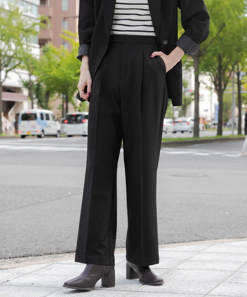 SENSE OF PLACE by URBAN RESEARCH（センスオブプレイスバイアーバンリサーチ）の「『XSサイズ/TALLサイズあり』センタープレスストレートパンツ（スラックス・レディース・グレー/ブラック/ベージュ・SMALL/LARGE/TALL/X-SMALL/MEDIUM）」の7枚目の写真