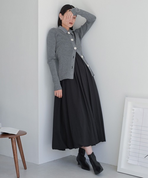 LOWRYS FARM(ローリーズファーム)の「ラメBIGボタンポロロングスリーブ 973398(カーディガン/ボレロ・レディース・ブラック/ネイビー/グレー・FREE)」の20枚目の写真