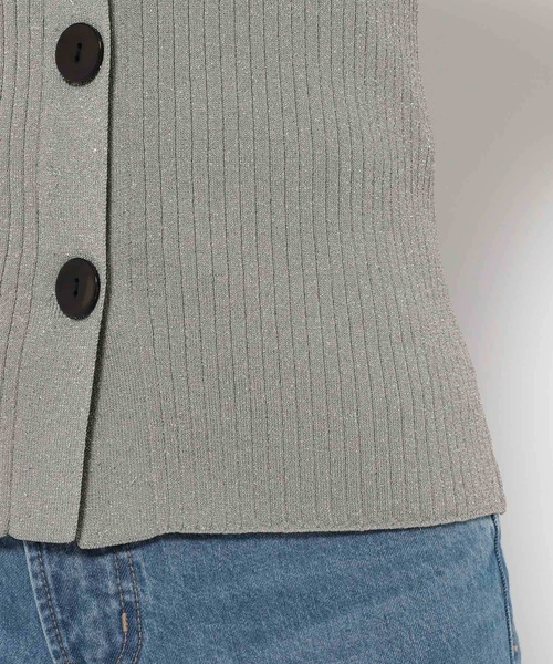 LOWRYS FARM(ローリーズファーム)の「ラメBIGボタンポロロングスリーブ 973398(カーディガン/ボレロ・レディース・ブラック/ネイビー/グレー・FREE)」の12枚目の写真