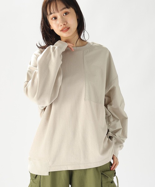 niko and...（ニコアンド）の「リメイク風ドッキングプルオーバー（スウェット・レディース・ライトグレー/オフホワイト/チャコール/グリーン・MEDIUM/LARGE）」の11枚目の写真