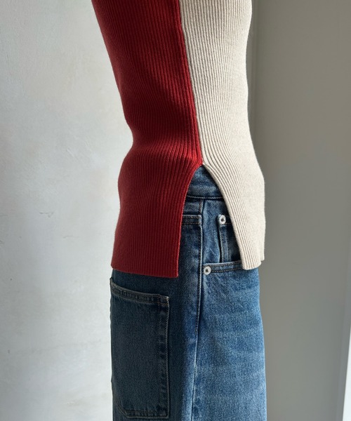 DouDou（ドゥドゥ）の「【WEB限定】 バイカラーリブニット（ニット/セーター・レディース・レッド/グリーン/ブラック・FREE）」の22枚目の写真