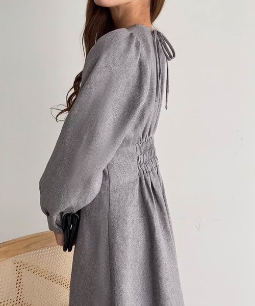 TWILL ツウィル　ボリュームスリーブAラインワンピース　ダンボール　タック TWILL ツウィル ボリュームスリーブAラインワンピース
