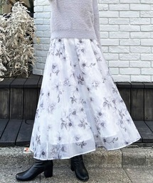 花柄オーガンジー／スカート