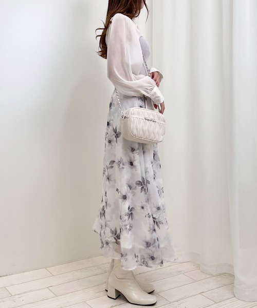 INGNI（イング）の「花柄オーガンジー／スカート（スカート・レディース・ピンク/グレー・FREE）」の4枚目の写真