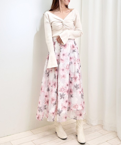 INGNI（イング）の「花柄オーガンジー／スカート（スカート・レディース・ピンク/グレー・FREE）」の7枚目の写真