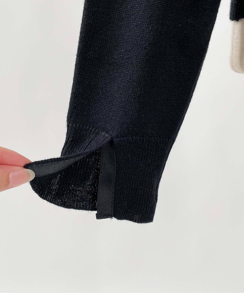 PICCIN PERLA（ピッチンペルラ）の「ビジューボタンバイカラーカーディガン（カーディガン/ボレロ・レディース・ライトグレー/ブラック/サックスブルー/オフホワイト/ラベンダー・M）」の7枚目の写真