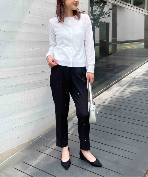 PICCIN PERLA（ピッチンペルラ）の「ビジューボタンバイカラーカーディガン（カーディガン/ボレロ・レディース・ライトグレー/ブラック/サックスブルー/オフホワイト/ラベンダー・M）」の17枚目の写真