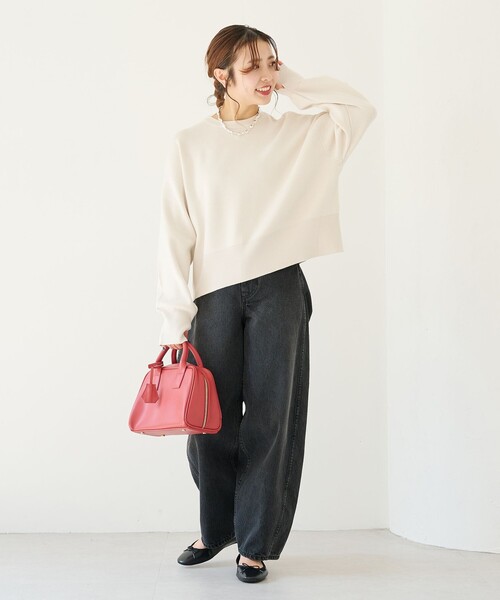 グリーンレーベルリラクシング　シャギー クロップド ニットプルオーバー　ベージュ green label relaxing（グリーンレーベルリラクシング）の「アルパカ