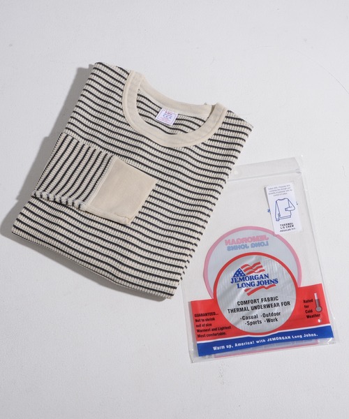JEMORGAN（ジェーイーモーガン）の「『JEMORGAN LONG JOHNS/ジェーイーモーガンロングジョーンズ』ボーダークルーネック長袖Tシャツ【+】（Tシャツ/カットソー・メンズ・ネイビー×ホワイト/ワイン/杢グレー/グリーン系1/ブルー系1/ホワイト系1・M/S/XL/L）」の2枚目の写真