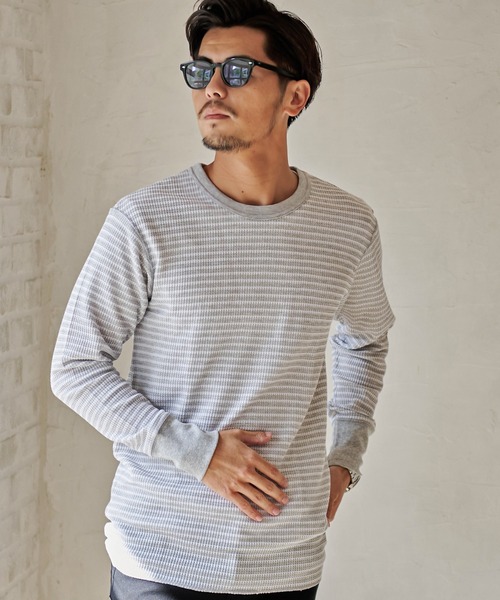JEMORGAN（ジェーイーモーガン）の「『JEMORGAN LONG JOHNS/ジェーイーモーガンロングジョーンズ』ボーダークルーネック長袖Tシャツ【+】（Tシャツ/カットソー・メンズ・ネイビー×ホワイト/ワイン/杢グレー/グリーン系1/ブルー系1/ホワイト系1・M/S/XL/L）」の7枚目の写真