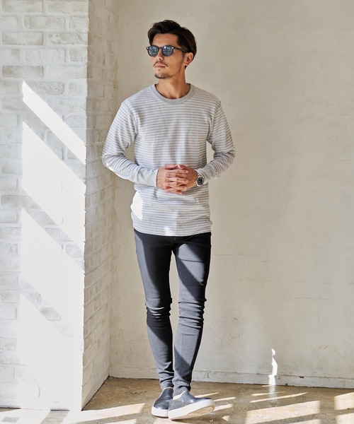 JEMORGAN（ジェーイーモーガン）の「『JEMORGAN LONG JOHNS/ジェーイーモーガンロングジョーンズ』ボーダークルーネック長袖Tシャツ【+】（Tシャツ/カットソー・メンズ・ネイビー×ホワイト/ワイン/杢グレー/グリーン系1/ブルー系1/ホワイト系1・M/S/XL/L）」の8枚目の写真