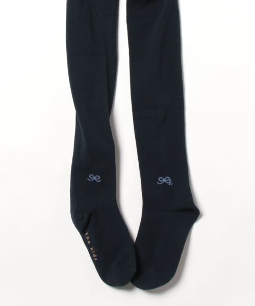 HAKKA KIDS（ハッカキッズ）の「[ジュニアサイズ]ワンポイントリボンジャカードタイツ（タイツ/ストッキング・キッズ・杢グレー/ネイビー/オフホワイト・L）」の5枚目の写真