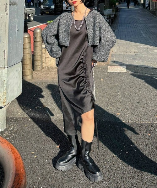 PAGEBOY（ページボーイ）の「ZIPボレロ×ドロストワンピース（ワンピース・レディース・ブルー/ブラック・FREE）」の3枚目の写真