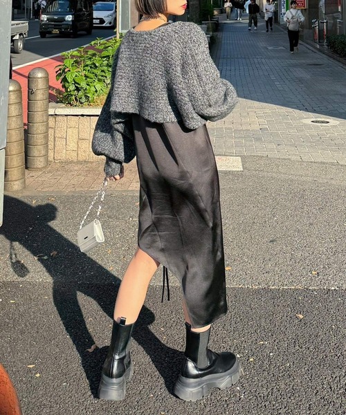 PAGEBOY（ページボーイ）の「ZIPボレロ×ドロストワンピース（ワンピース・レディース・ブルー/ブラック・FREE）」の6枚目の写真