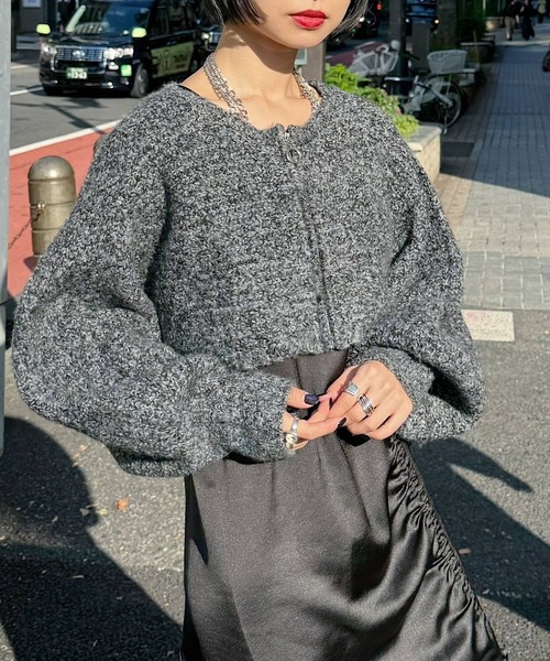 PAGEBOY（ページボーイ）の「ZIPボレロ×ドロストワンピース（ワンピース・レディース・ブルー/ブラック・FREE）」の9枚目の写真