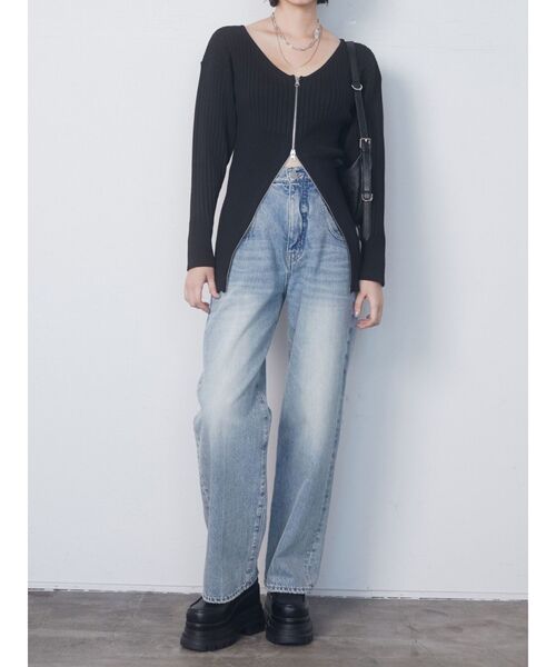 EMODA（エモダ）の「フロントジップロングトップス（ニット/セーター・レディース・ベージュ/グレー/ブラック・FREE）」の8枚目の写真