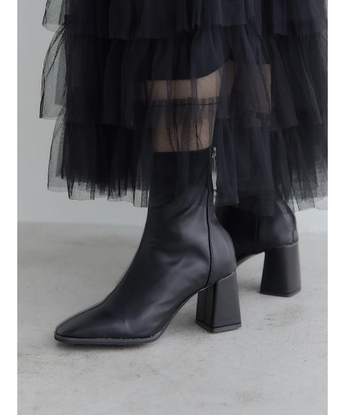 amel（エイメル）の「スクエアトゥーブーツ（ブーツ・レディース・ブラック・24.5cm/23.0cm）」の3枚目の写真