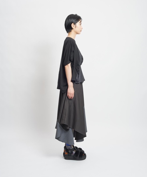 gomme(ゴム)の「エクセルツイル 切替フレアスカート(スカート・レディース・チャコールグレー/ブラック・MEDIUM)」の9枚目の写真
