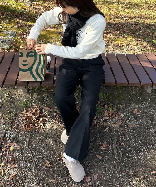 LE MORE（リモア）の「リブニットショートマフラー（マフラー・レディース・ベージュ/ブラック/アイボリー/ヘザーグレー・FREE）」の11枚目の写真